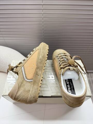 Golden Goose Super Star Khaki Tan White Grey Sneaker (BS-87396)