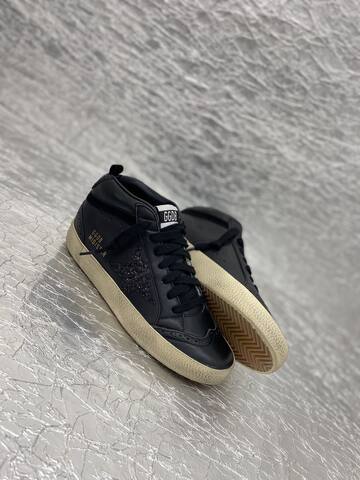 Golden Goose Mid Star Black Cream Gold Sneaker (BS-87512)