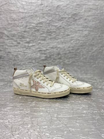 Golden Goose Mid Star White Cream Silver Pink Gold Sneaker (BS-87511)