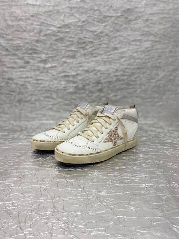 Golden Goose Mid Star White Cream Silver Pink Gold Sneaker (BS-87511)