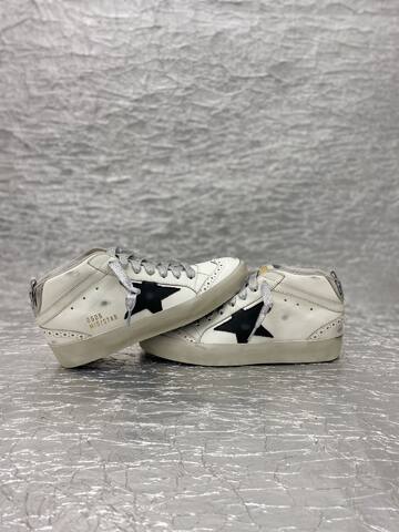 Golden Goose Mid Star White Black Silver Beige Skate Shoe (BS-87510)