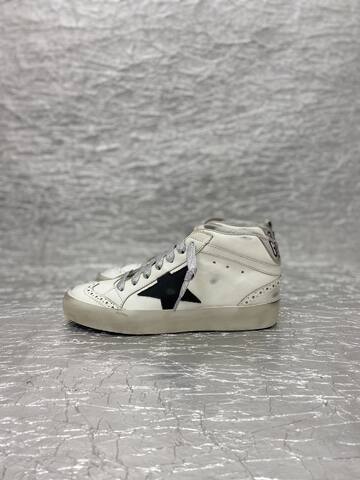 Golden Goose Mid Star White Black Silver Beige Skate Shoe (BS-87510)