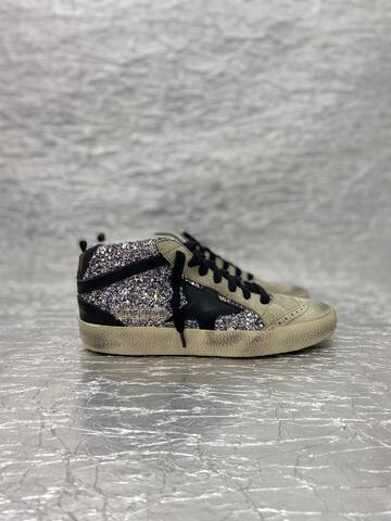 Golden Goose Midstar Silver Black Beige Skate Shoe (BS-87508)