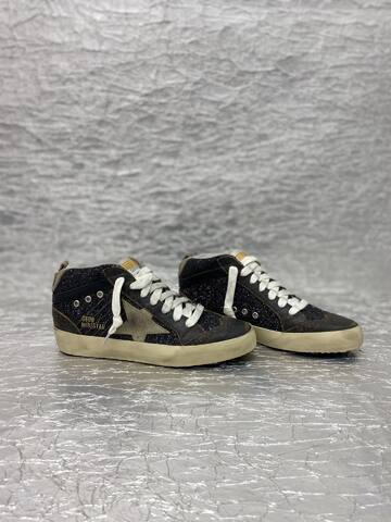 Golden Goose Mid Star Black Glitter Grey Beige White Skate Shoe (BS-87507)