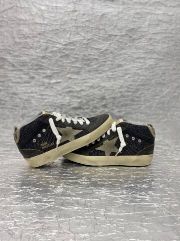 Golden Goose Mid Star Black Glitter Grey Beige White Skate Shoe (BS-87507)