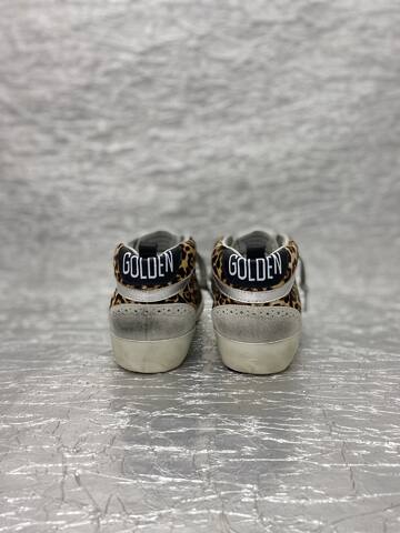 Golden Goose Midstar Leopard Print White Black Silver Beige Skate Shoe (BS-87506)