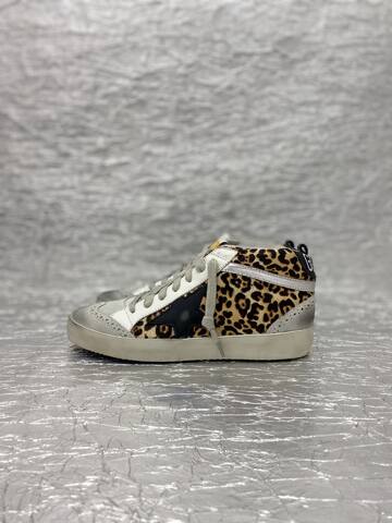 Golden Goose Midstar Leopard Print White Black Silver Beige Skate Shoe (BS-87506)