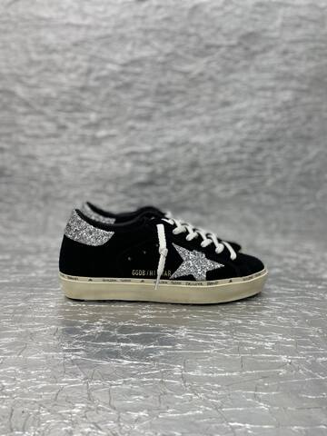 Golden Goose Hi Star Black Silver Off White Skate Shoe (BS-87504)