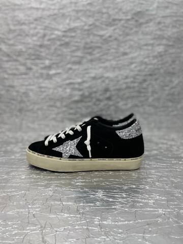 Golden Goose Hi Star Black Silver Off White Skate Shoe (BS-87504)