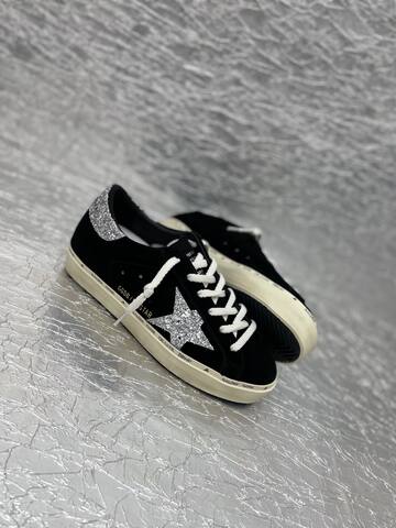 Golden Goose Hi Star Black Silver Off White Skate Shoe (BS-87504)