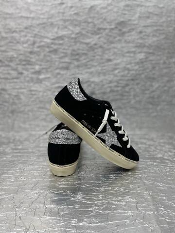 Golden Goose Hi Star Black Silver Off White Skate Shoe (BS-87504)