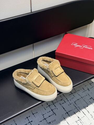 Roger Vivier NewViv Fur Lined Mule Sneaker Beige White Light Brown (BS-87421)