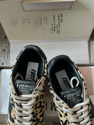 Golden Goose Marathon Beige Black Brown Leopard Sneaker (BS-87488)