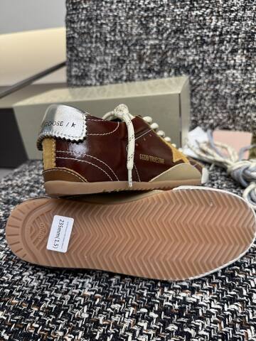 Golden Goose Truestar Burgundy Gold White Silver Beige Skate Shoe (BS-87451)
