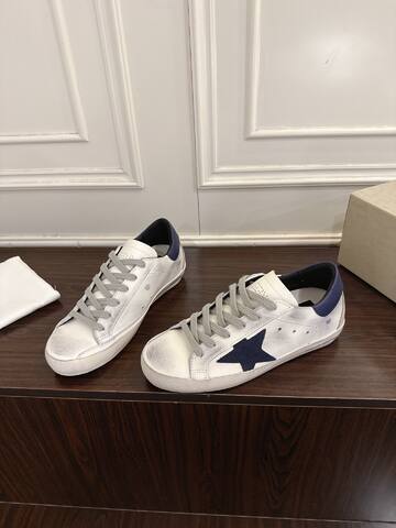 Golden Goose Super Star White Navy Blue Grey Skate Shoe (BS-87458)
