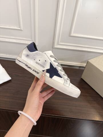 Golden Goose Super Star White Navy Blue Grey Skate Shoe (BS-87458)