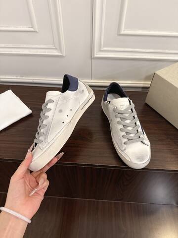 Golden Goose Super Star White Navy Blue Grey Skate Shoe (BS-87458)