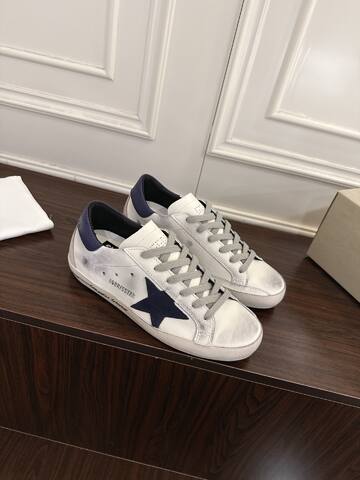 Golden Goose Super Star White Navy Blue Grey Skate Shoe (BS-87458)