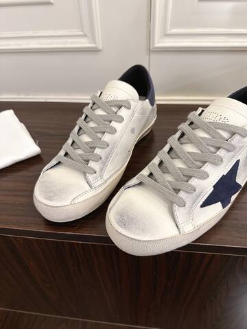 Golden Goose Super Star White Navy Blue Grey Skate Shoe (BS-87458)