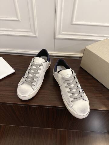 Golden Goose Super Star White Navy Blue Grey Skate Shoe (BS-87458)