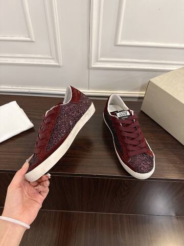 Golden Goose Superstar Burgundy White Skate Shoe (BS-87456)