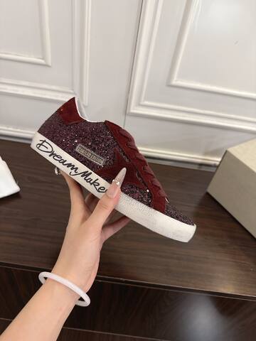 Golden Goose Superstar Burgundy White Skate Shoe (BS-87456)