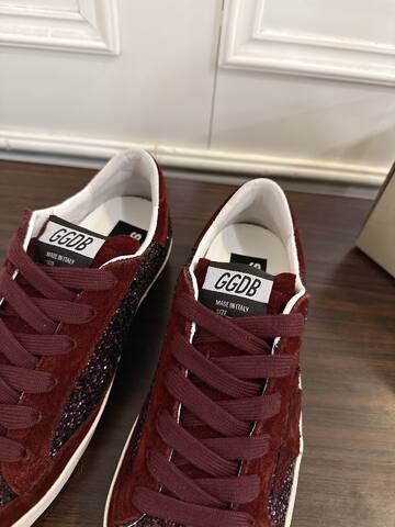 Golden Goose Superstar Burgundy White Skate Shoe (BS-87456)