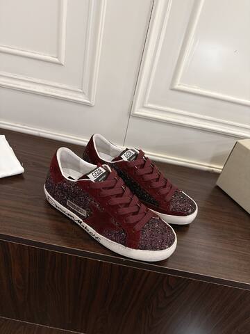 Golden Goose Superstar Burgundy White Skate Shoe (BS-87456)