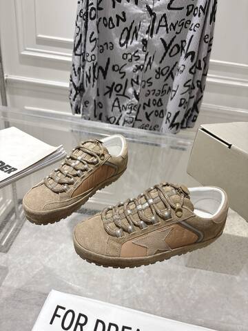 Golden Goose GGDBNew Golden Goose Deluxe Brand SNERKERS GGDB Khaki Light Brown Silver White Sneaker (BS-87407)