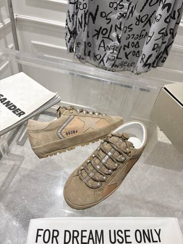 Golden Goose GGDBNew Golden Goose Deluxe Brand SNERKERS GGDB Khaki Light Brown Silver White Sneaker (BS-87407)