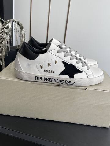 Golden Goose Super Star For Dreamers Only White Black Grey Gold Skate Shoe (BS-87486)