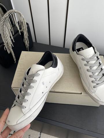 Golden Goose Super Star For Dreamers Only White Black Grey Gold Skate Shoe (BS-87486)