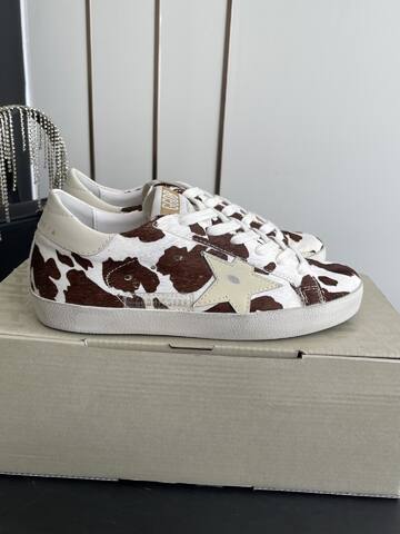 Golden Goose Super Star White Brown Cream Off White Skate Shoe (BS-87484)