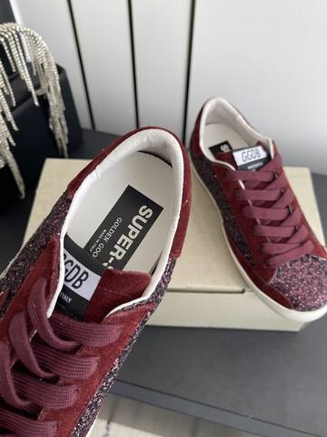 Golden Goose Super Star Dream Makers Limited Edition Burgundy Glitter White Black Skate Shoe (BS-87483)