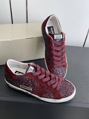 Golden Goose Super Star Dream Makers Limited Edition Burgundy Glitter White Black Skate Shoe (BS-87483)