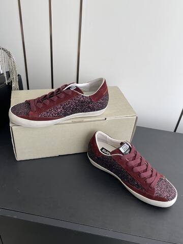 Golden Goose Super Star Dream Makers Limited Edition Burgundy Glitter White Black Skate Shoe (BS-87483)