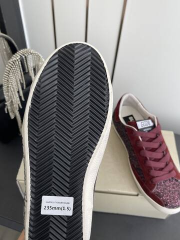 Golden Goose Super Star Dream Makers Limited Edition Burgundy Glitter White Black Skate Shoe (BS-87483)
