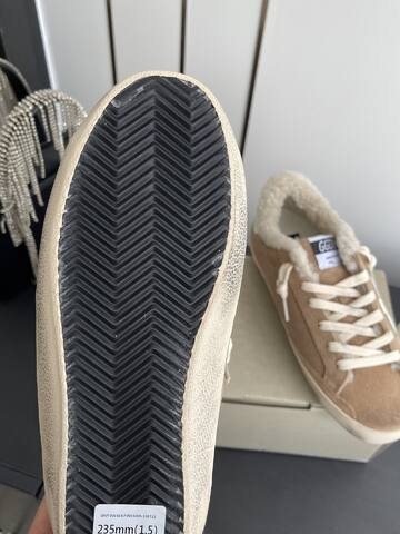 Golden Goose Super Star Shearling Lined Tan White Cream Off White Skate Shoe (BS-87482)