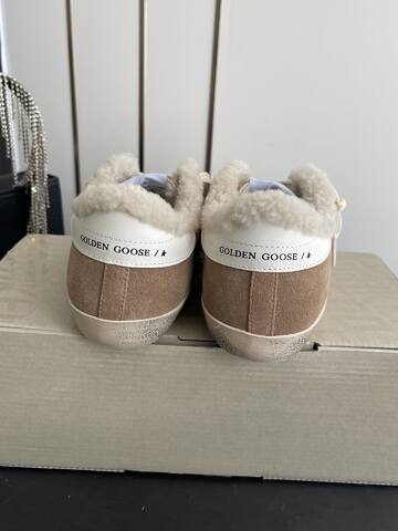 Golden Goose Super Star Shearling Lined Tan White Cream Off White Skate Shoe (BS-87482)