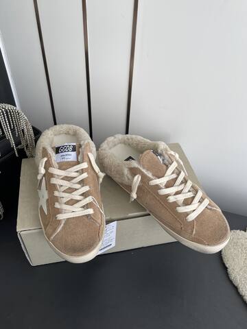 Golden Goose Super Star Sabot Shearling Mule Tan White Cream Sneaker (BS-87481)