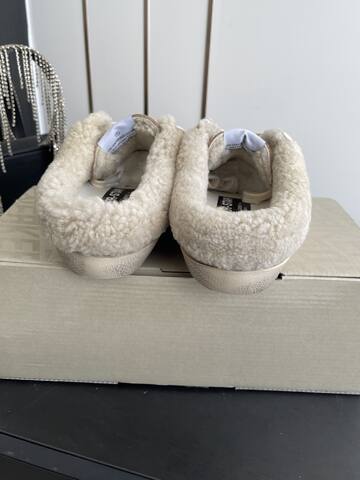 Golden Goose Super Star Sabot Shearling Mule Tan White Cream Sneaker (BS-87481)
