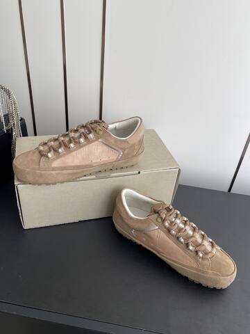Golden Goose GGDB Golden Goose New Tan Beige Silver White Skate Shoe (BS-87480)