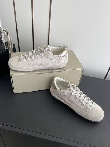 Golden Goose Super Star Light Beige Silver White Skate Shoe (BS-87479)