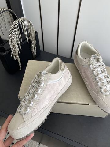 Golden Goose Super Star Light Beige Silver White Skate Shoe (BS-87479)