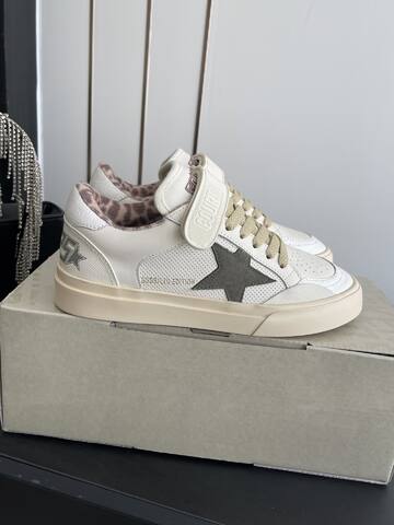 Golden Goose Court Strap Off White Dark Grey Beige Pink Brown Skate Shoe (BS-87443)