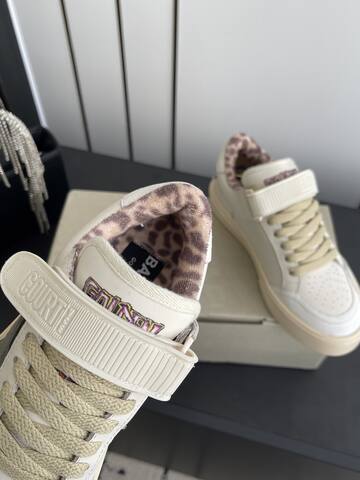Golden Goose Court Strap Off White Dark Grey Beige Pink Brown Skate Shoe (BS-87443)