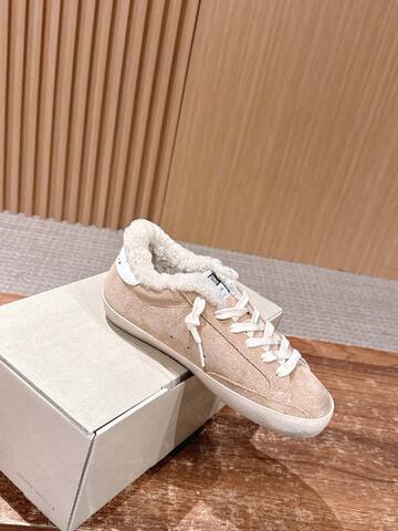 Golden Goose Super Star Sabot Shearling Beige White Cream Sneaker (BS-87464)