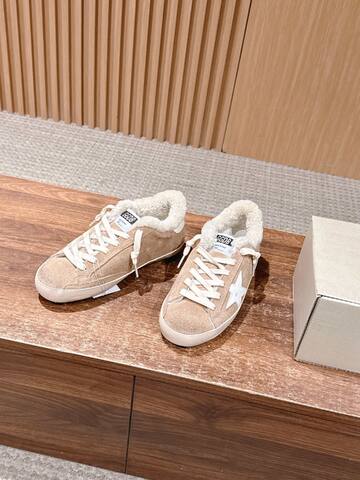 Golden Goose Super Star Sabot Shearling Beige White Cream Sneaker (BS-87464)