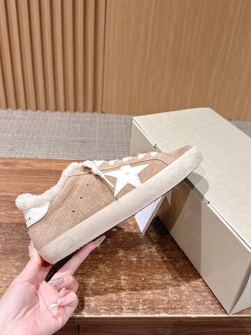 Golden Goose Super Star Sabot Shearling Beige White Cream Sneaker (BS-87464)