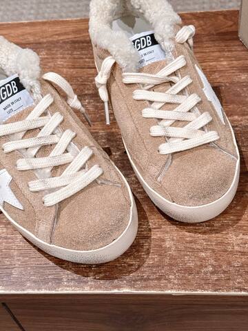 Golden Goose Super Star Sabot Shearling Beige White Cream Sneaker (BS-87464)